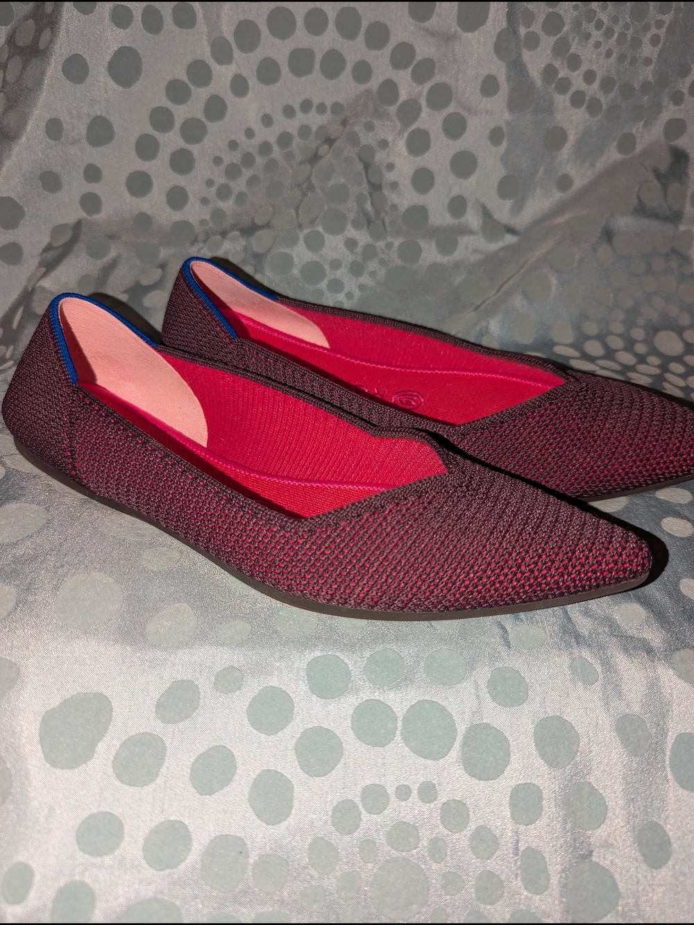 Rothy's Burgundy The Point Flats 3D Berry Lattice Stich Woman's Size 8.5